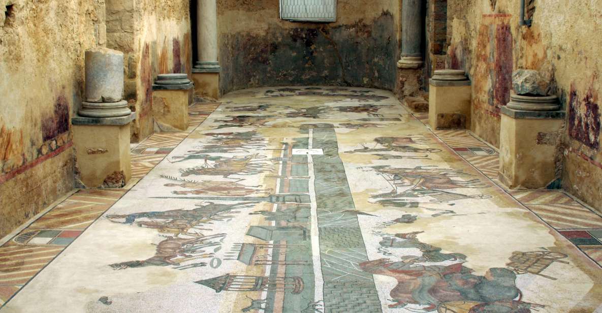 Piazza Armerina: Villa Romana del Casale Guided Tour - Thermal baths first: caldarium warmth, frigidarium cool, and the Gela River